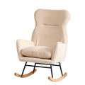 Modern Rocking Chair With High Backrest,Teddy Material Comfort Arm Rocker, Lounge Armchair For Living Room Beige Cotton Metal
