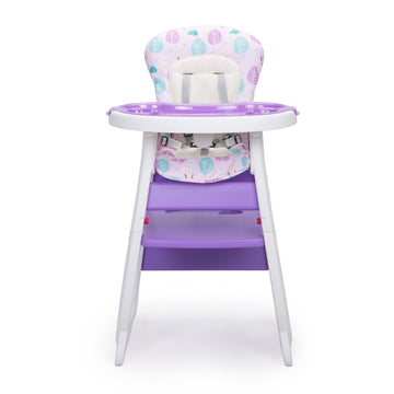Convertible High Chair For Babies, Booster Seat With Safety Belt Feeding Tray, Toddler Chair And Table Set, Purple And White Purple Polypropylene