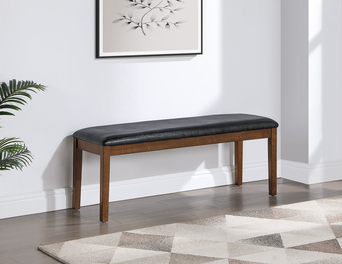 6 Piece Dining Set With Bench, Brown Cherry Brown Rubber Wood