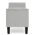 Upholstered Tufted Button Storage Bench With Nails Trim,Entryway Living Room Soft Padded Seat With Armrest,Bed Bench Gray Armrest Gray Espresso Primary Living Space Velvet Solid American Design Rubberwood Wood Internal Storage Foam Velvet