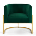 Upholstered Velvet Accent Chair With Golden Metal Stand,Mid Century Living Room Leisure Chair With Curve Backrest Jade Emerald Emerald Primary Living Space Modern Foam Velvet