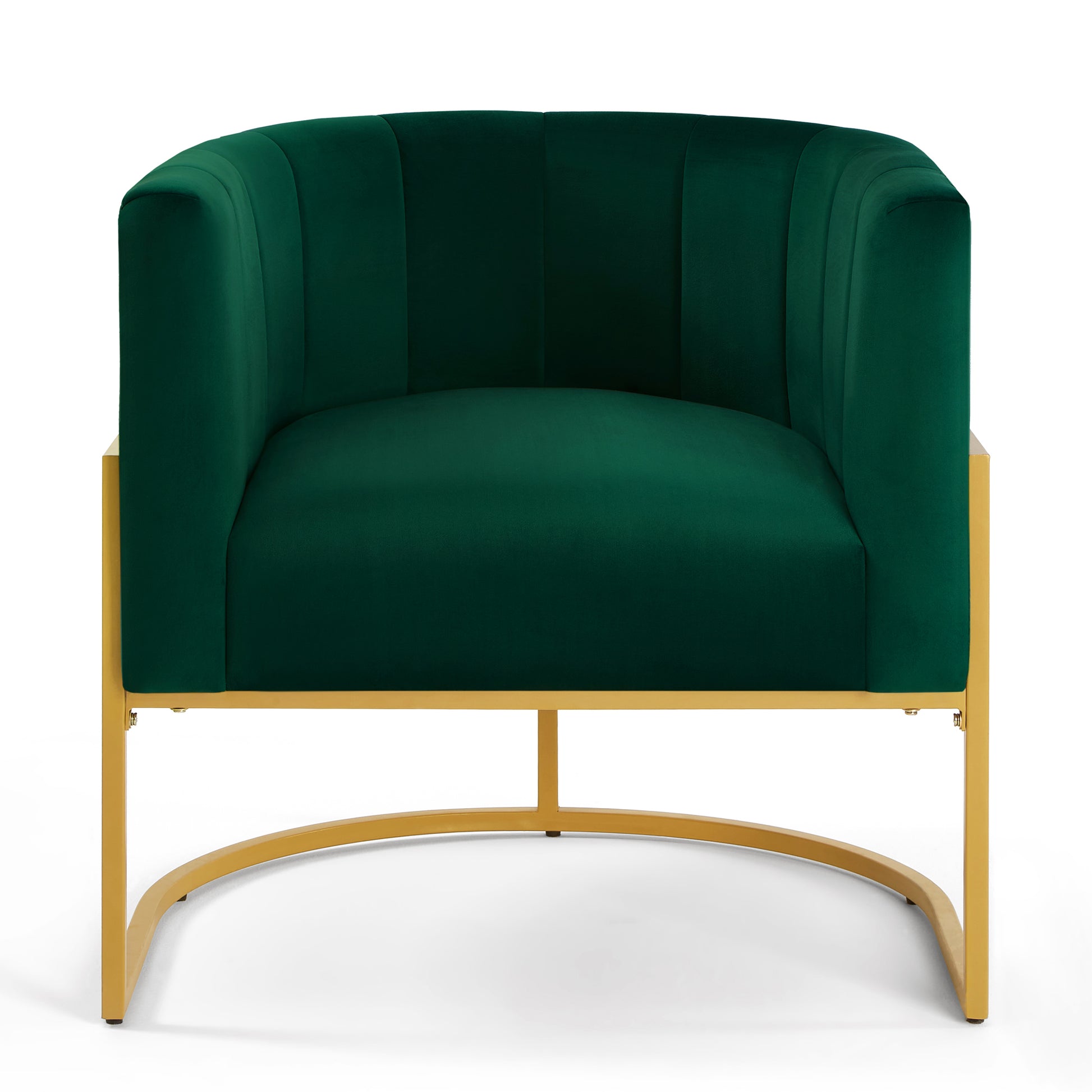 Upholstered Velvet Accent Chair With Golden Metal Stand,Mid Century Living Room Leisure Chair With Curve Backrest Jade Emerald Emerald Primary Living Space Modern Foam Velvet