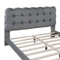 Full Size Velvet Platform Bed With Led Frame, Thick & Soft Fabric And Button Tufted Design Headboard, Gray Gray Velvet