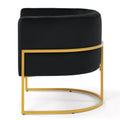 Upholstered Velvet Accent Chair With Golden Metal Stand,Mid Century Living Room Leisure Chair With Curve Backrest Black Black Primary Living Space Modern Foam Velvet