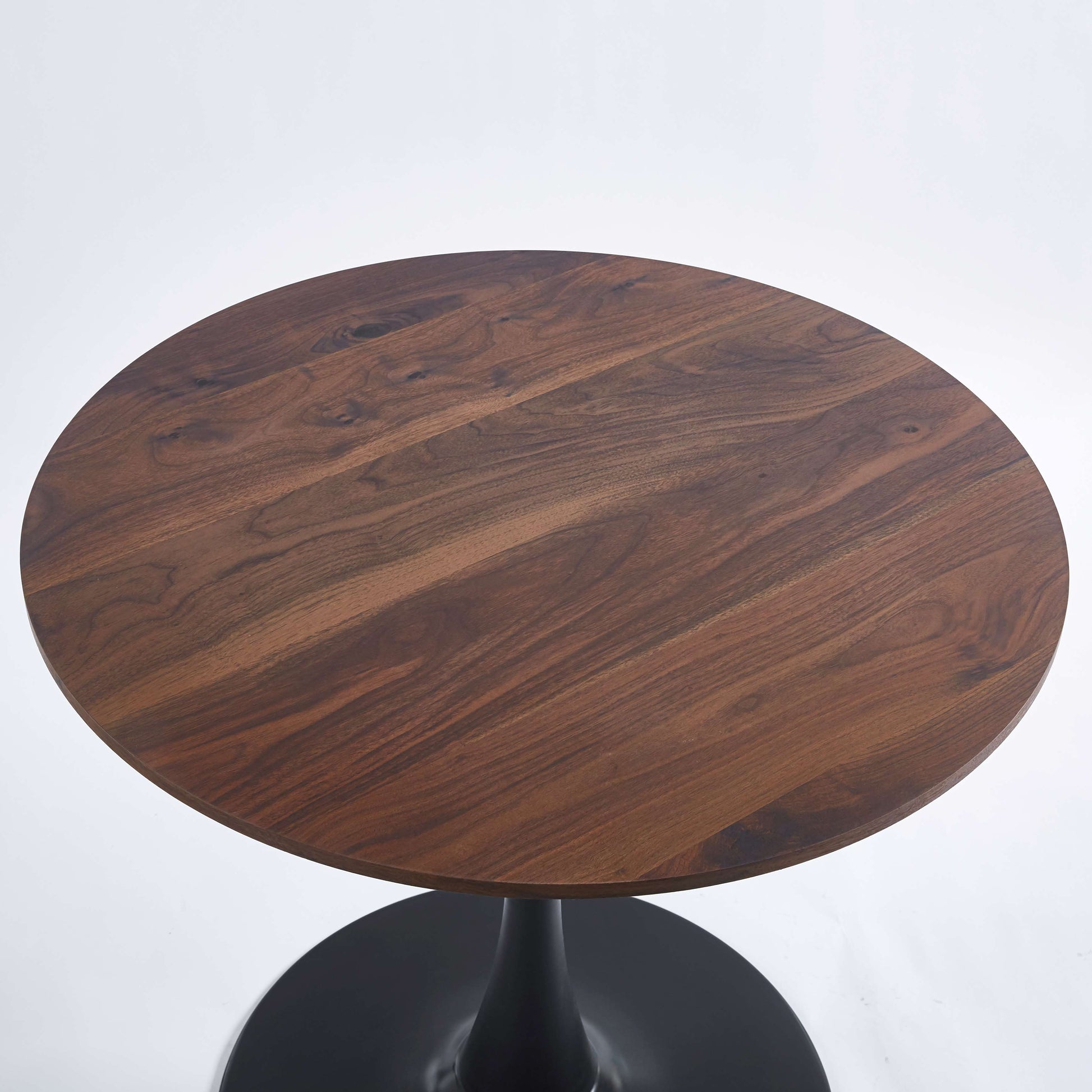 31.5"Black And Walnut Tulip Table Mid Century Dining Table For 2 4 People With Round Mdf Table Top, Pedestal Dining Table, End Table Leisure Coffee Table Walnut Black Mdf