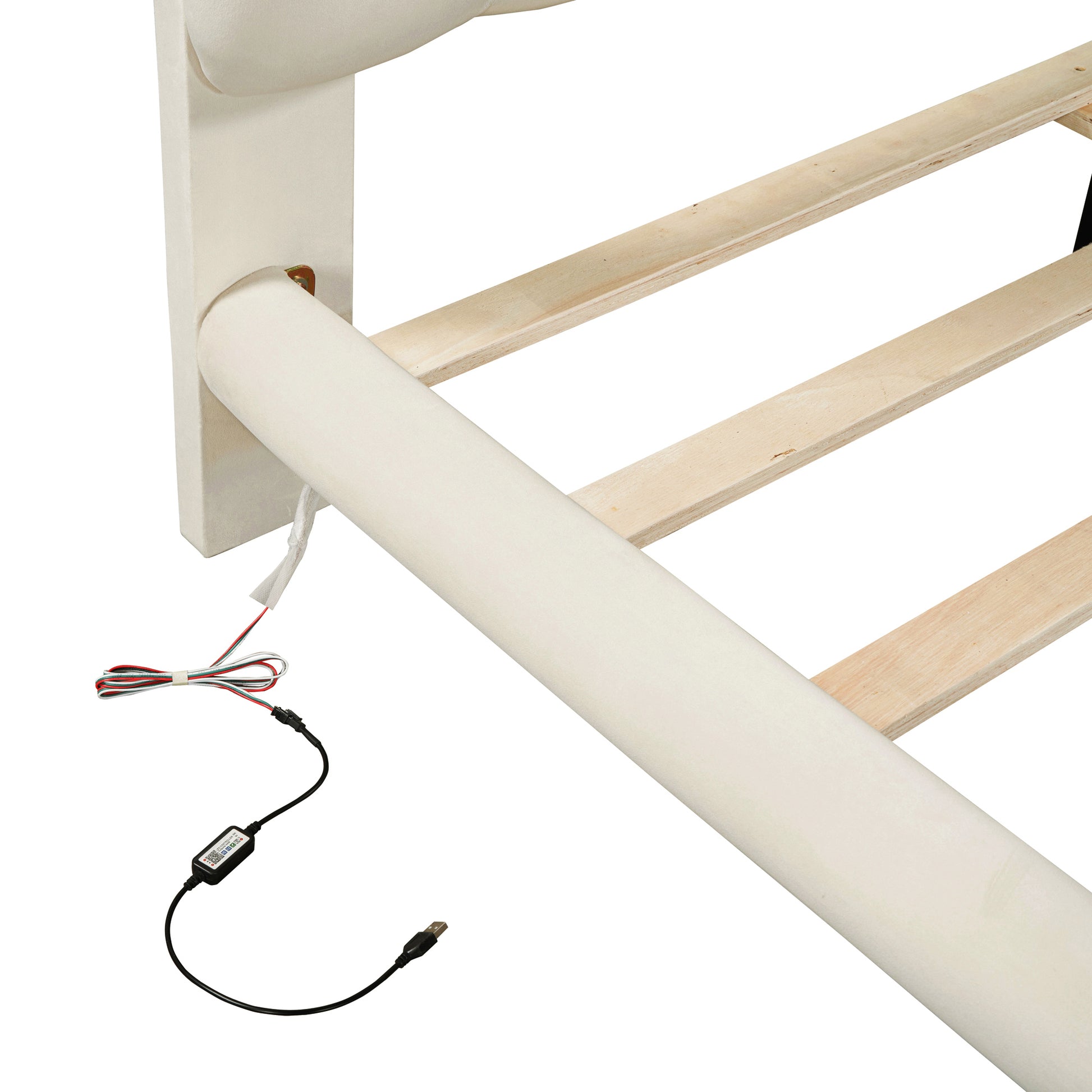 Full Size Velvet Platform Bed With Led Frame, Thick & Soft Fabric And Button Tufted Design Headboard, Beige Beige Velvet