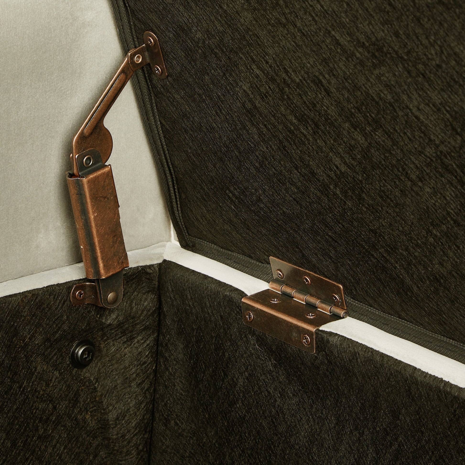 Upholstered Tufted Button Storage Bench With Nails Trim,Entryway Living Room Soft Padded Seat With Armrest,Bed Bench Gray Armrest Gray Espresso Primary Living Space Velvet Solid American Design Rubberwood Wood Internal Storage Foam Velvet