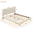 Full Size Velvet Platform Bed With Led Frame, Thick & Soft Fabric And Button Tufted Design Headboard, Beige Beige Velvet