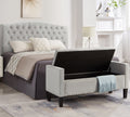 Upholstered Tufted Button Storage Bench With Nails Trim,Entryway Living Room Soft Padded Seat With Armrest,Bed Bench Gray Armrest Gray Espresso Primary Living Space Velvet Solid American Design Rubberwood Wood Internal Storage Foam Velvet