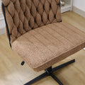 Armless Office Desk Chair No Wheels, Brown Brown Foam Polyester Blend