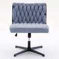 Armless Office Desk Chair No Wheels, Blue Blue Foam Polyester Blend