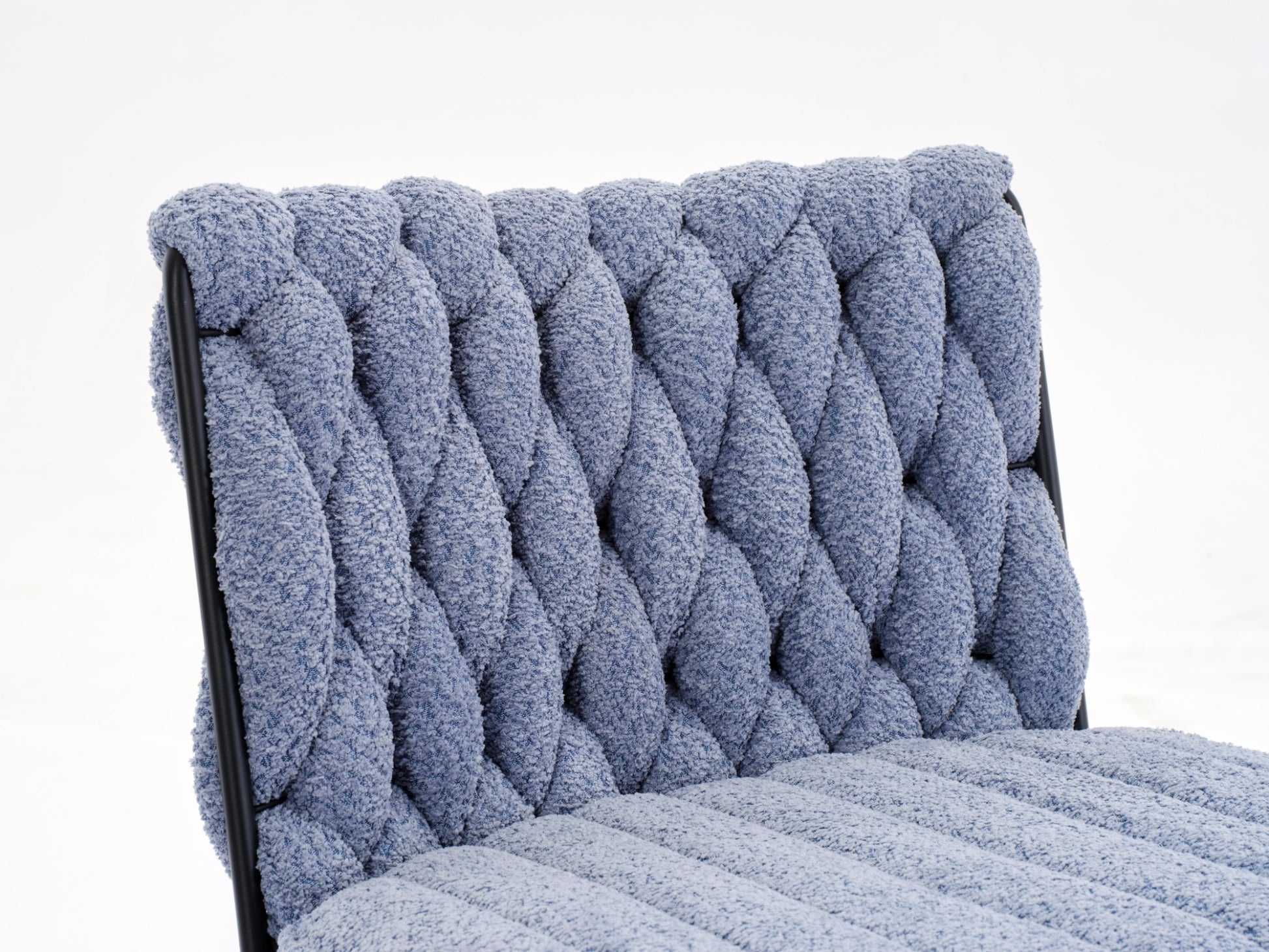 Armless Office Desk Chair No Wheels, Blue Blue Foam Polyester Blend