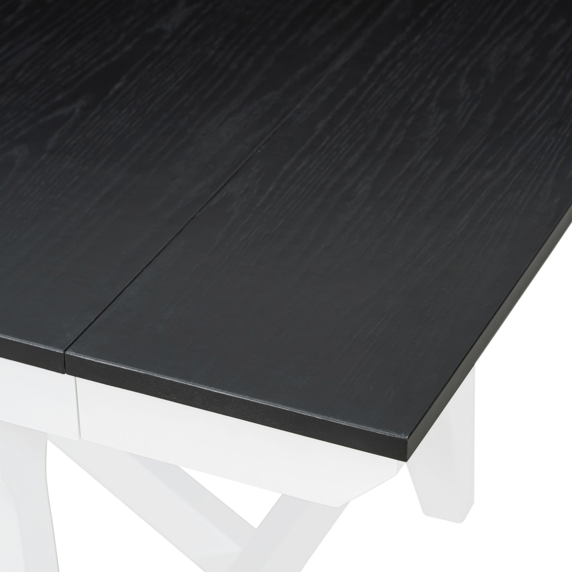 6 Piece Classic Dining Table Set, Rectangular Extendable Dining Table With Two 12"W Removable Leaves And 4 Upholstered Chairs & 1 Bench For Dining Room White Black White Black Solid Wood