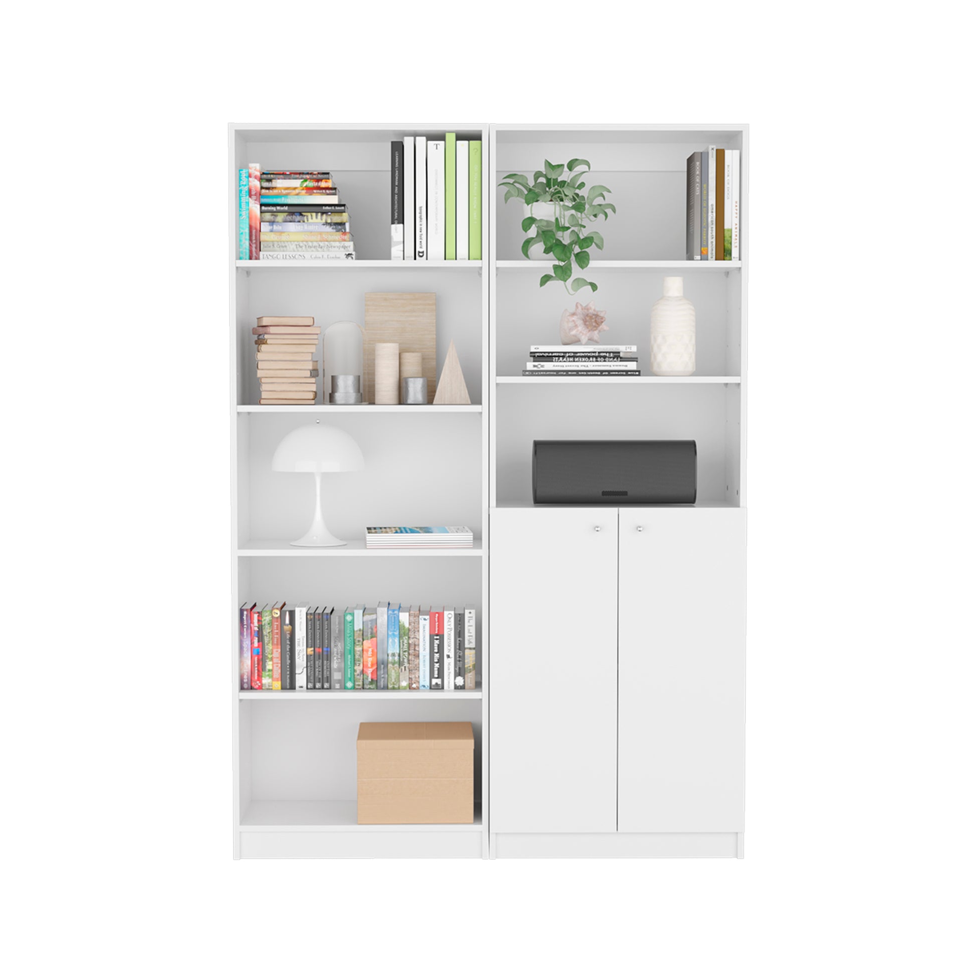 Paonia 2 Piece Living Room Set With 2 Bookcases, White White Particle Board Particle Board