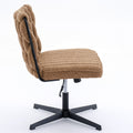 Armless Office Desk Chair No Wheels, Brown Brown Foam Polyester Blend