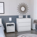 Milford 2 Piece Bedroom Set, Nightstand Dresser, White White Particle Board Particle Board