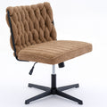 Armless Office Desk Chair No Wheels, Brown Brown Foam Polyester Blend