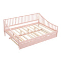 Full Size Daybed With Trundle And Support Legs, Pink Pink Solid Wood Mdf