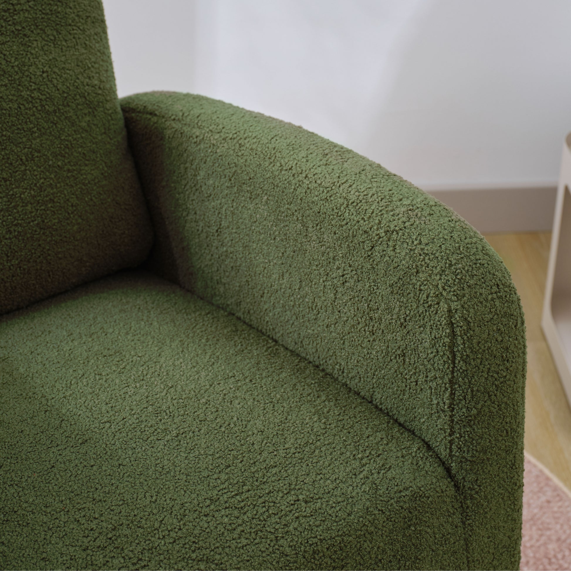 Modern Accent Rocking Chair Rocking Chair With Solid Wood Legs, Upholstered Nursery Glider Rocker, Comfy Armchair With Side Pocket, Living Room Lounge Arm Chair With High Backrest Dark Green,Teddy Dark Green White Primary Living Space Casual Foam Teddy