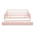 Full Size Daybed With Trundle And Support Legs, Pink Pink Solid Wood Mdf