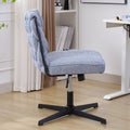 Armless Office Desk Chair No Wheels, Blue Blue Foam Polyester Blend