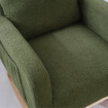 Modern Accent Rocking Chair Rocking Chair With Solid Wood Legs, Upholstered Nursery Glider Rocker, Comfy Armchair With Side Pocket, Living Room Lounge Arm Chair With High Backrest Dark Green,Teddy Dark Green White Primary Living Space Casual Foam Teddy