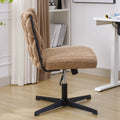 Armless Office Desk Chair No Wheels, Brown Brown Foam Polyester Blend