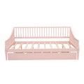 Full Size Daybed With Trundle And Support Legs, Pink Pink Solid Wood Mdf