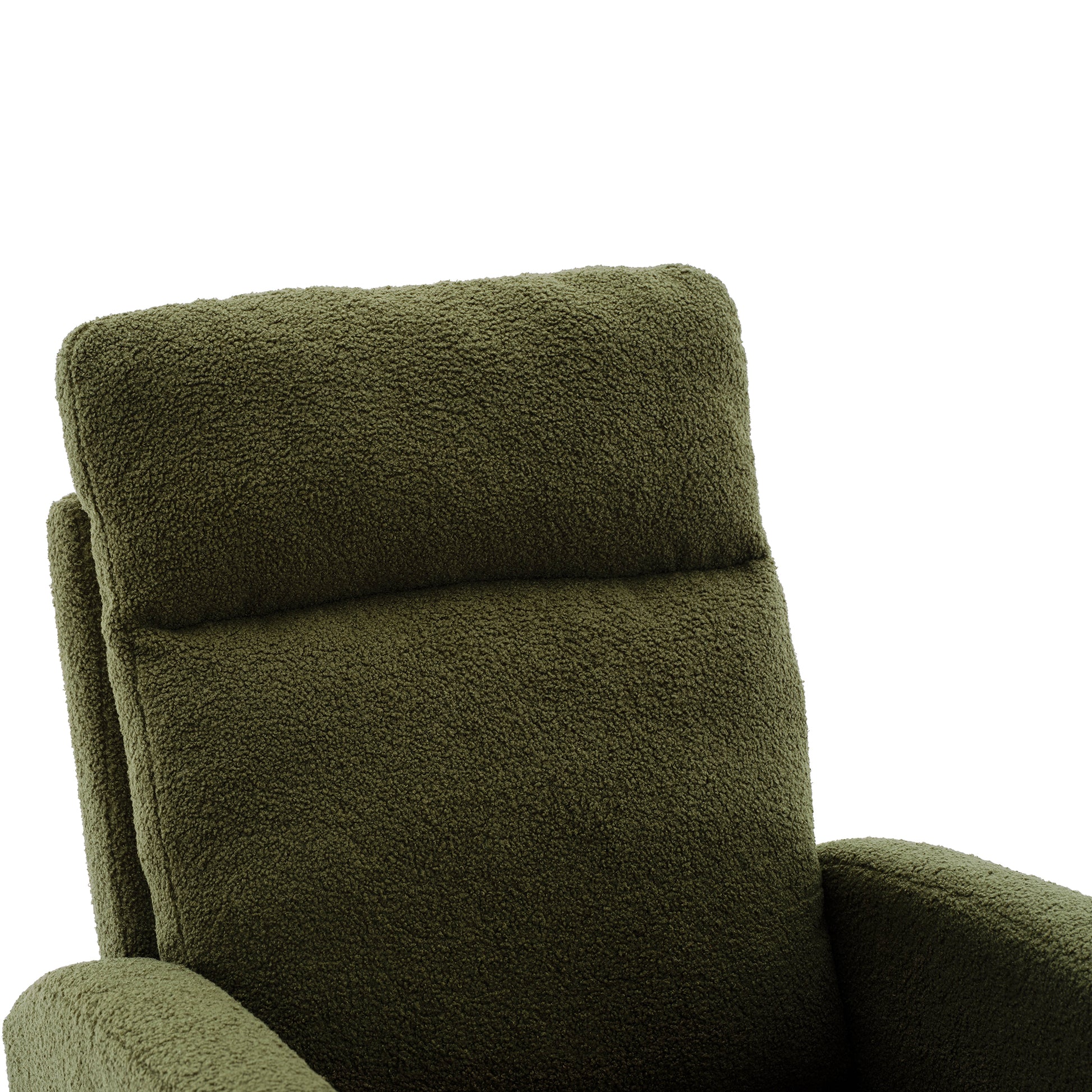 Modern Accent Rocking Chair Rocking Chair With Solid Wood Legs, Upholstered Nursery Glider Rocker, Comfy Armchair With Side Pocket, Living Room Lounge Arm Chair With High Backrest Dark Green,Teddy Dark Green White Primary Living Space Casual Foam Teddy