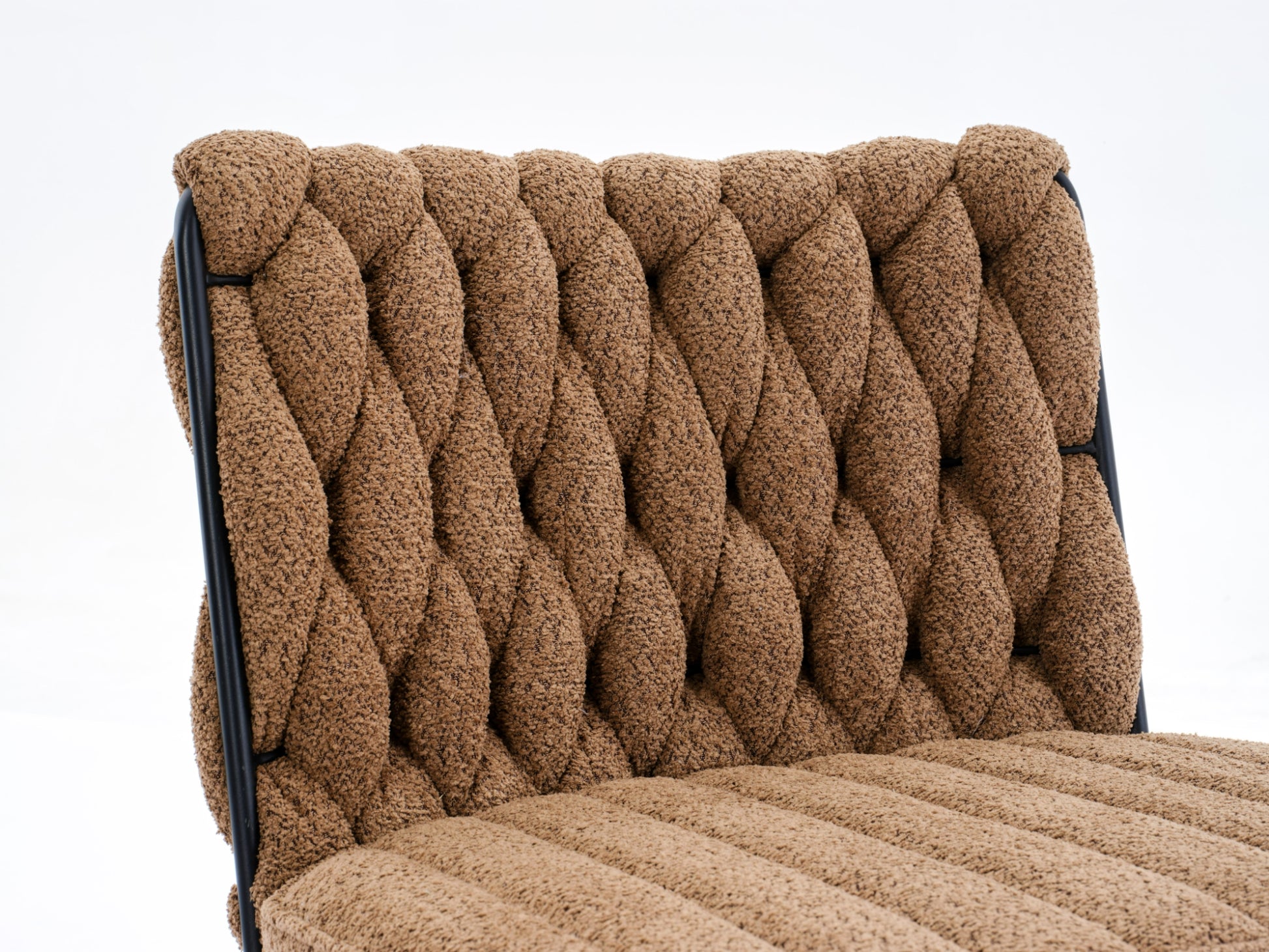 Armless Office Desk Chair No Wheels, Brown Brown Foam Polyester Blend