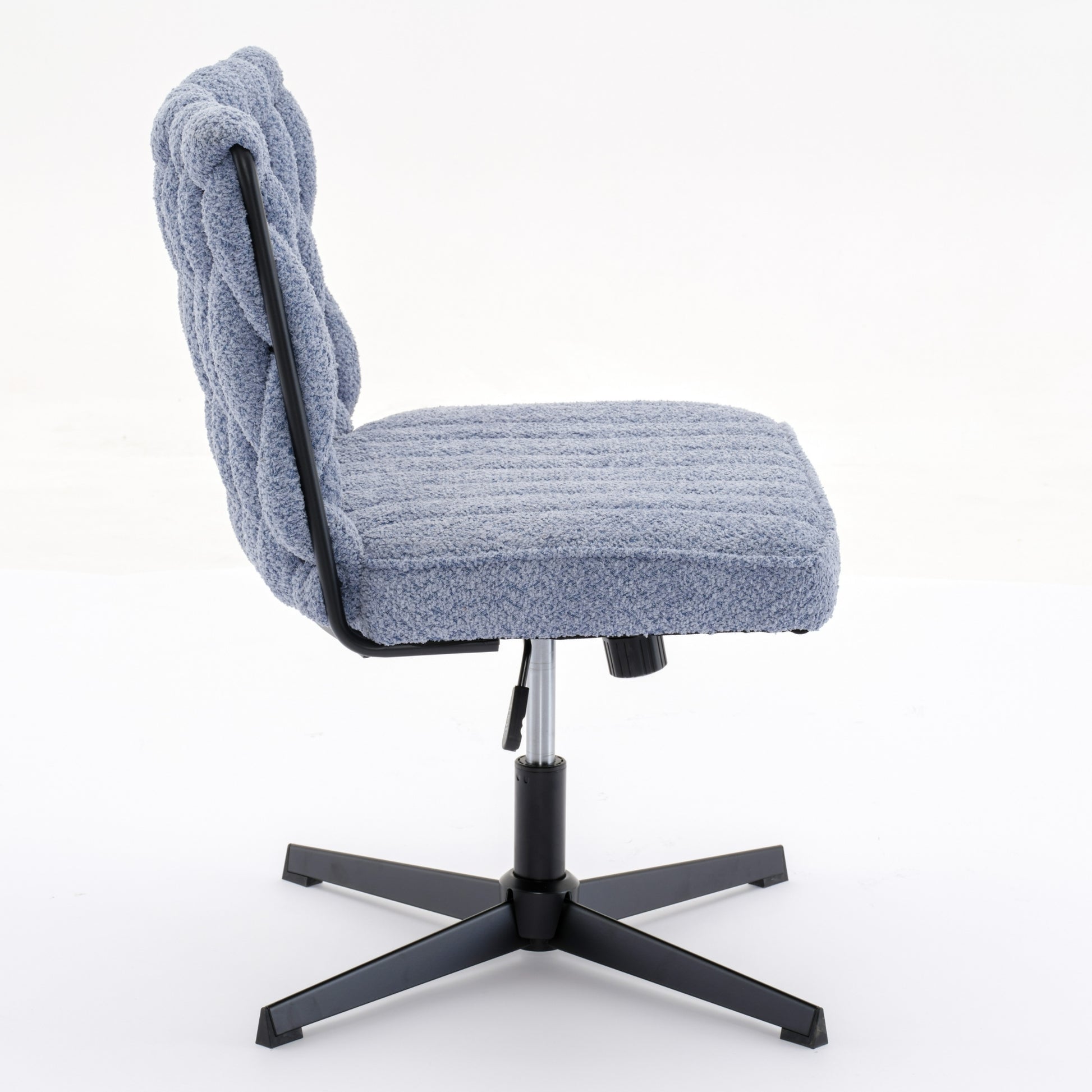 Armless Office Desk Chair No Wheels, Blue Blue Foam Polyester Blend