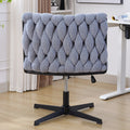Armless Office Desk Chair No Wheels, Blue Blue Foam Polyester Blend