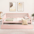 Full Size Daybed With Trundle And Support Legs, Pink Pink Solid Wood Mdf