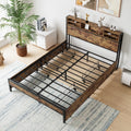 Queen Bed Frame With Storage Headboard And 4 Drawers Box Spring Not Required Queen Black Metal Bedroom Bed Frame Metal & Wood