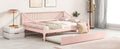 Full Size Daybed With Trundle And Support Legs, Pink Pink Solid Wood Mdf