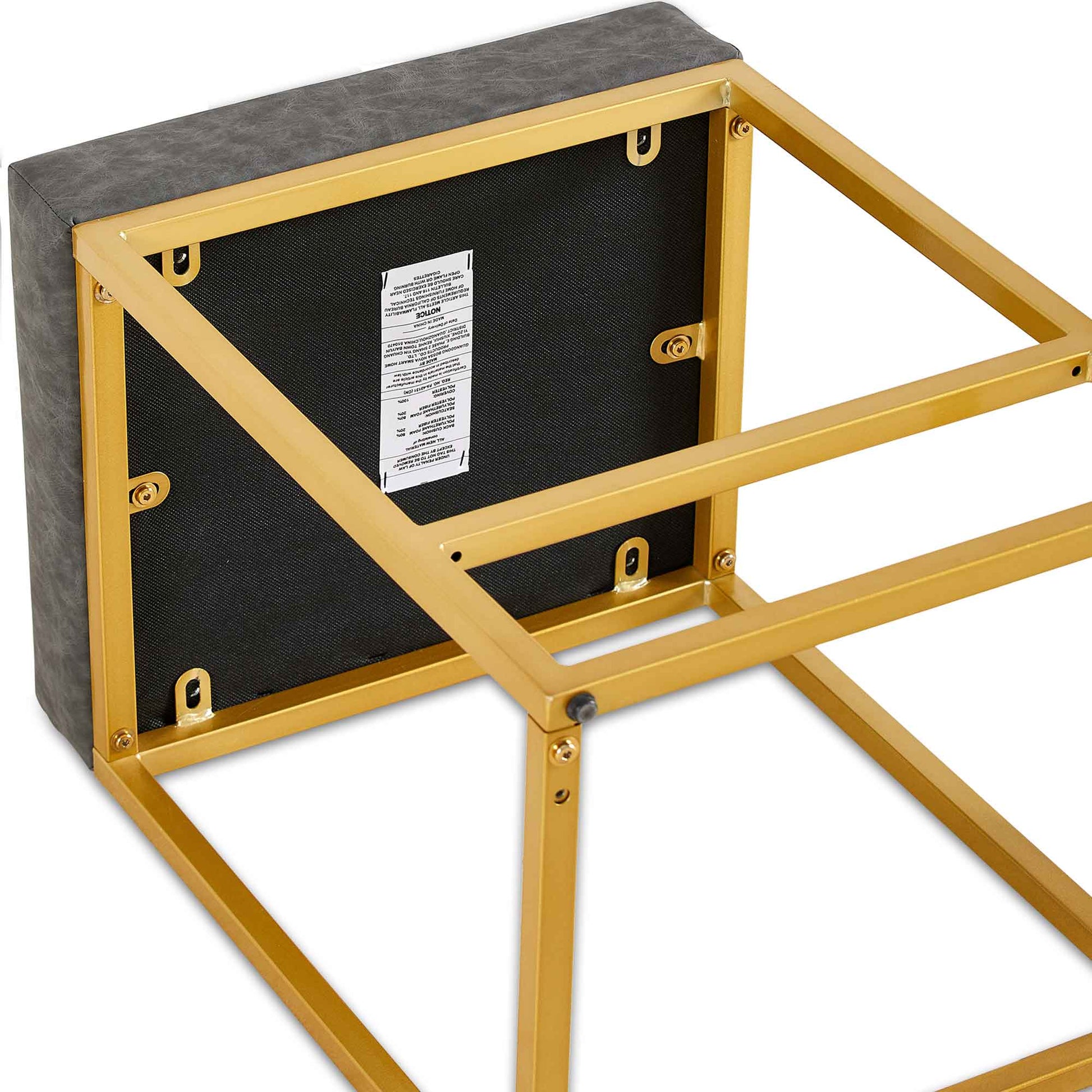 Grey Pu Upholstered Counter & Bar Stool With Footrest, Pu Leather Set Of 2 Metal Grey Dining Room Pu Leather