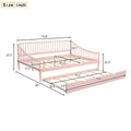 Full Size Daybed With Trundle And Support Legs, Pink Pink Solid Wood Mdf
