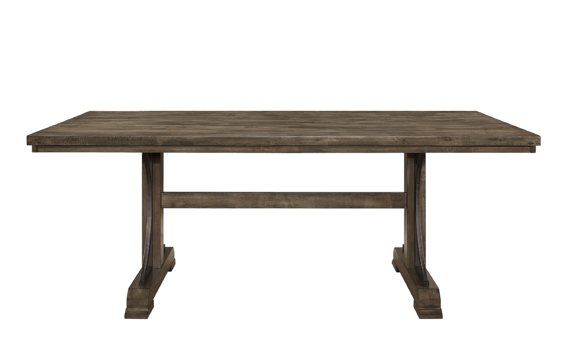 1Pc Light Brown Finish Curved Metal Accents Trestle Base Rectangular Dining Table Wood Wooden Metal Furniture Brown Brown Seats 6 Dining Room Casual,Industrial,Transitional Rectangular Kitchen & Dining Tables Rectangular Wood Trestle