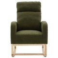 Modern Accent Rocking Chair Rocking Chair With Solid Wood Legs, Upholstered Nursery Glider Rocker, Comfy Armchair With Side Pocket, Living Room Lounge Arm Chair With High Backrest Dark Green,Teddy Dark Green White Primary Living Space Casual Foam Teddy