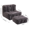 Fluffy Bean Bag Chair, Comfortable Bean Bag For Adults And Children, Super Soft Lazy Sofa Chair With Memory Foam And Ottoman, Indoor Modern Focus Bean Bag Chair For Living Room, Bedroom, Apartment Black Velvet