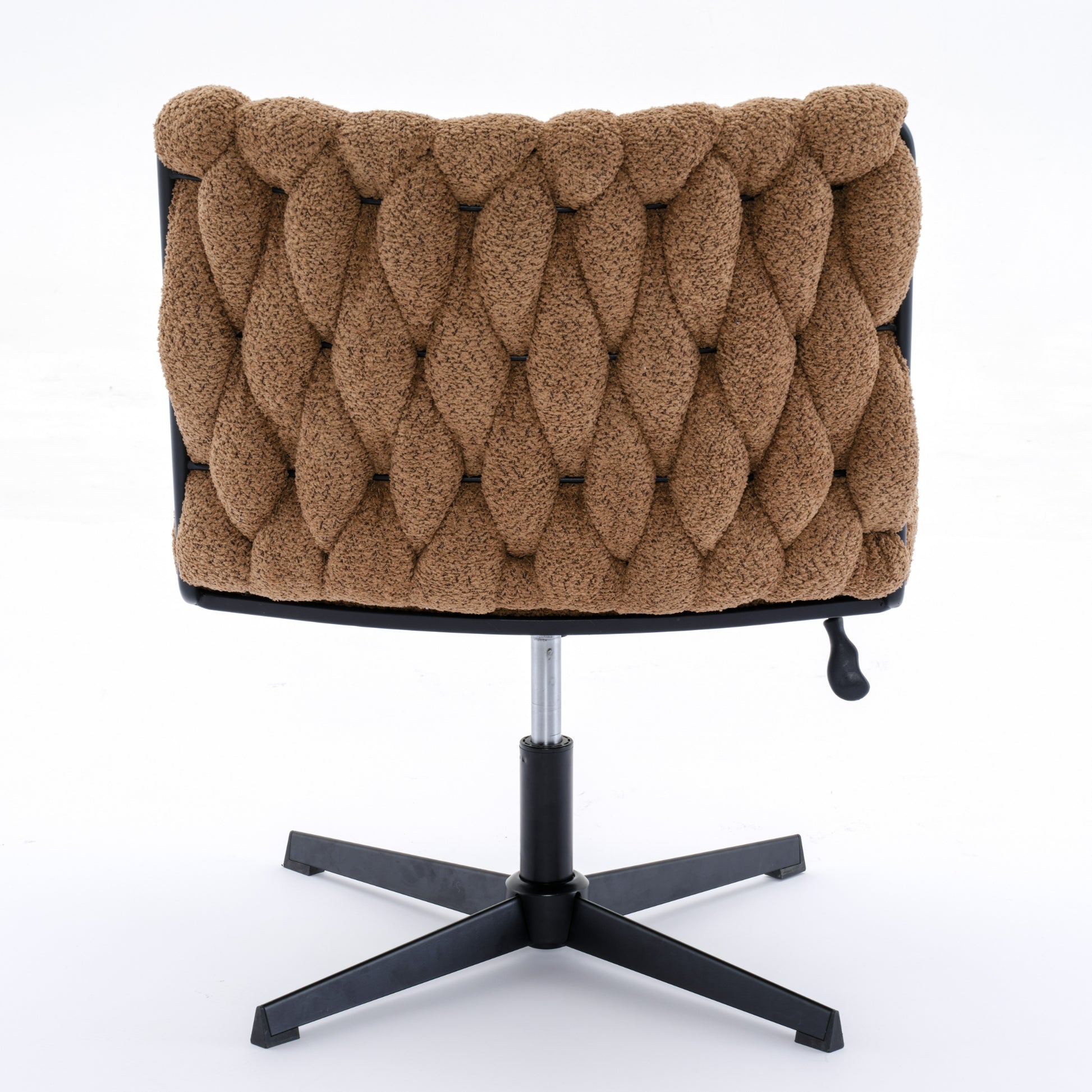 Armless Office Desk Chair No Wheels, Brown Brown Foam Polyester Blend