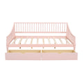 Full Size Daybed With Two Storage Drawers And Support Legs, Pink Pink Solid Wood Mdf