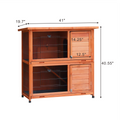 Rabbit Hutch Outdoor, 2 Story Rabbit Cage Indoor With Run, Bunny Cage With 2 Removable No Leak Trays, Pet Cages With Non Slip Ramp, Waterproof Roof, Fence, For Small Animals Natural Pet Pen American