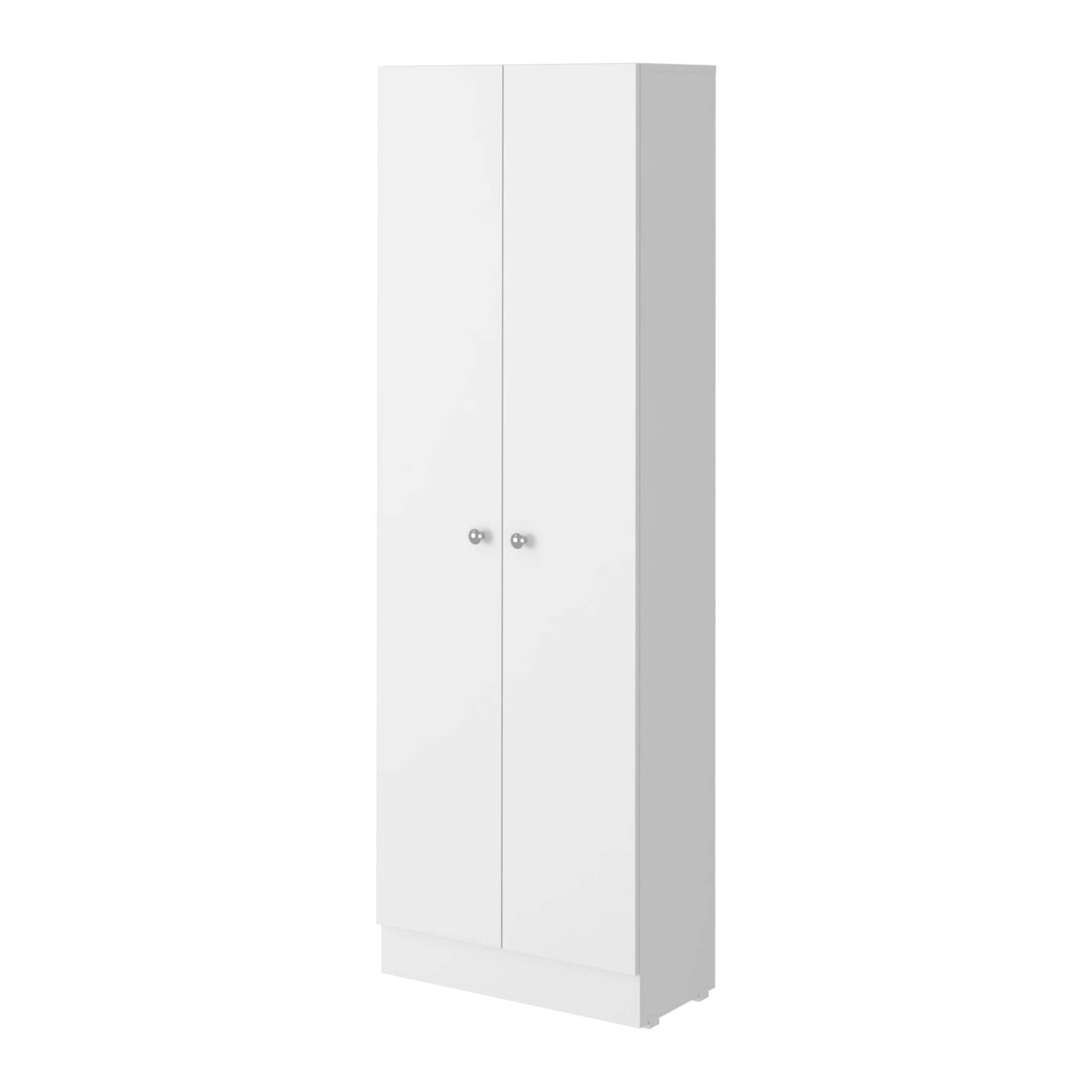 Virginia Double Door Storage Cabinet, Five Shelves White Mdf Engineered Wood