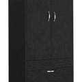 Alabama Armoire, One Large Cabinet, Two Drawers Black Mdf Engineered Wood