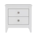 Breeze Four Legged Modern Bedroom Nightstand, With Two Drawers White Mdf Engineered Wood
