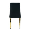 Modern Style Glass Dining Table, Elegant Transparent Design, Solid Support Base, Black Dining Chair Set, Gold Plated Chair Legs, Suitable For Restaurant Kitchens Set Of 5 Black Gold Seats 4 Mdf Glass