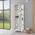 Los Angeles Linen Cabinet, Mirror, Five Shelves Black Mdf Engineered Wood