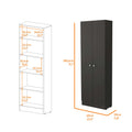 Virginia Double Door Storage Cabinet, Five Shelves Black Mdf Engineered Wood