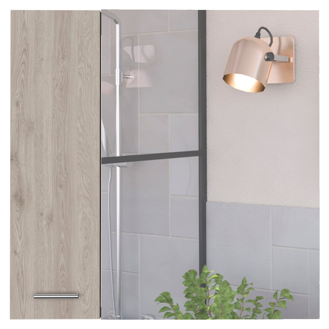 Kenya Medicine Cabinet, Mirror, Double Door, Four Interior Shelves Light Gray Mdf Engineered Wood